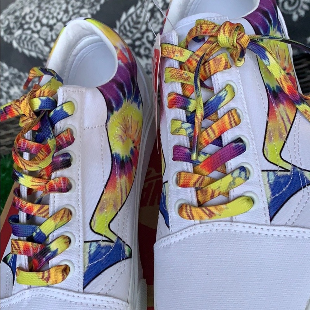 VANS OLD SKOOL WARP TRUE WHITE/TIE DYE WMNS - Picture 10 of 16